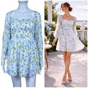 Hill House Home Grace Nap Dress Size XS Floral Smocked Chiffon Cottagecore Flowy